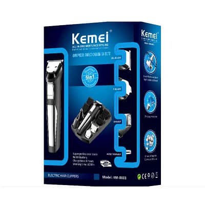 Kemei – tondeuse à cheveux 5 en 1 km-8601, rechargeable par USB, pour le nez et la barbe