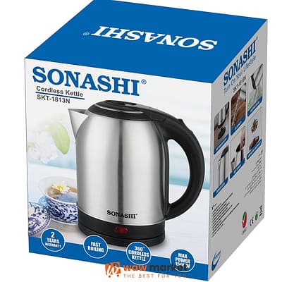 BOUILLOIRE SONASHI Sans fil en Acier inoxydable 1,8 L SKT-1813
