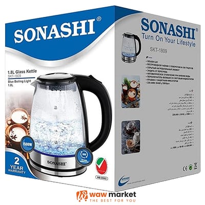 BOUILLOIRE SONASHI en verre 1.8L SKT-1809
